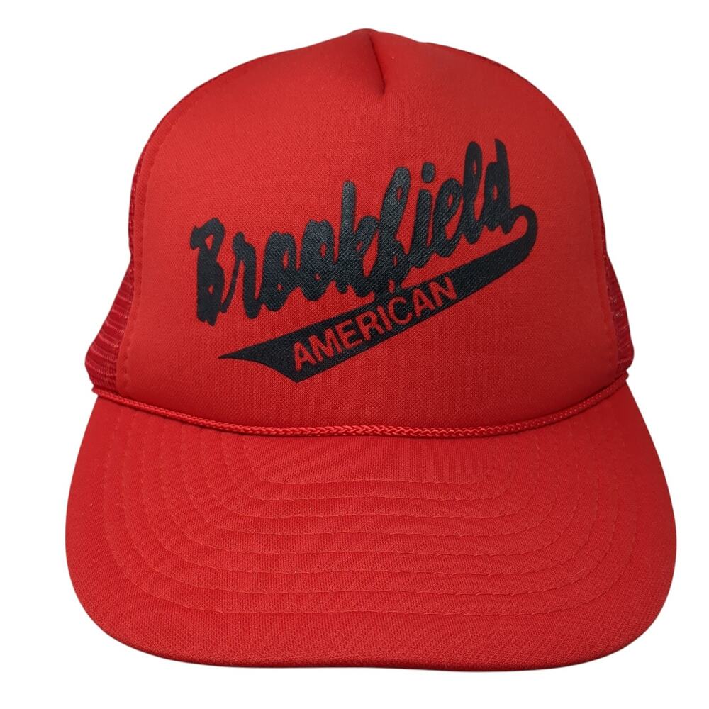 Brookfield American Snapback Trucker Hat Red One Size Adjustable Rope Speedway